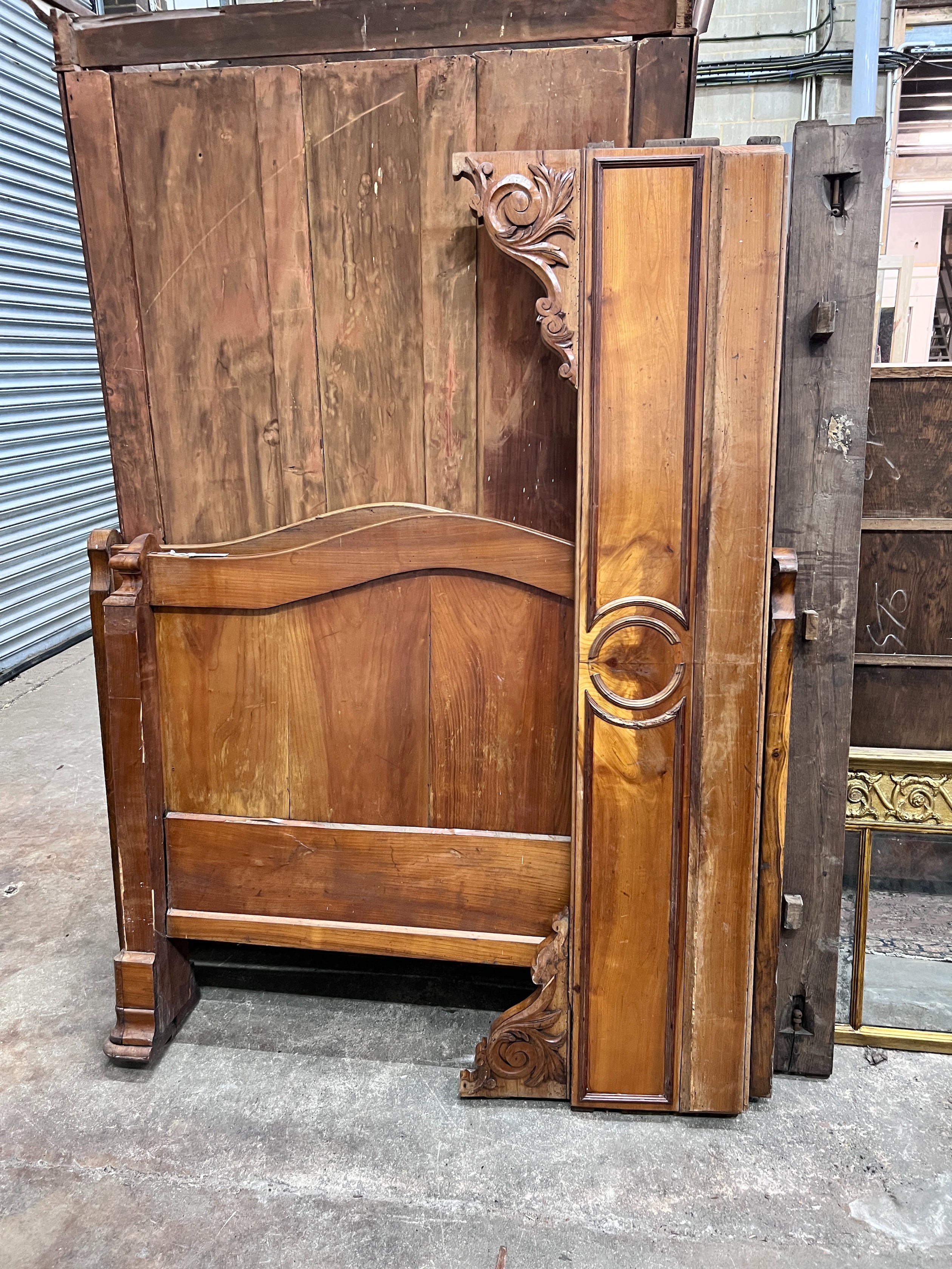 A late 19th century French fruitwood bedstead, width 130cm *Please note the sale commences at 9am.
